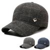 Autumn Winter Plaid Cap Middle-Aged Men's Baseball Cap Outdoor Warm Wind-Proof Cap Ear Protection Cotton Cap