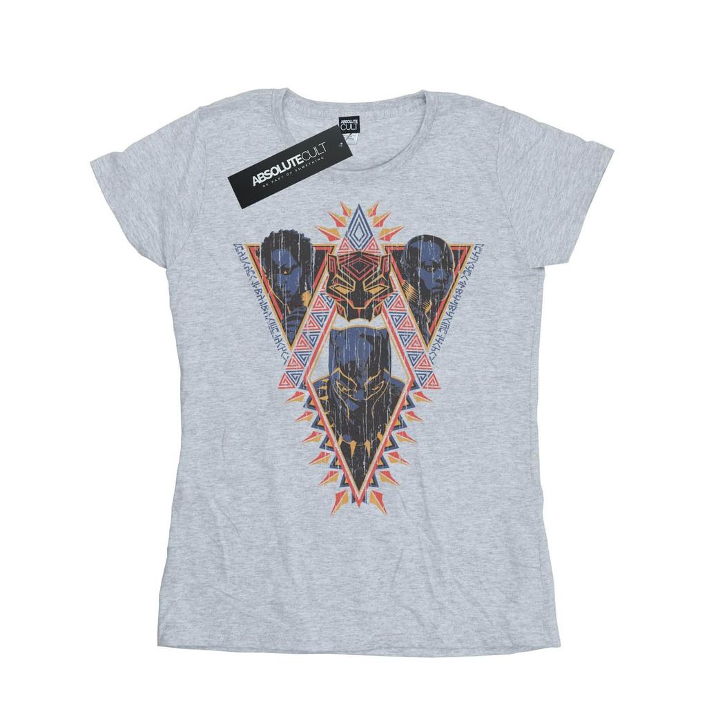 Marvel Womens/Ladies Black Panther Tribal Heads Cotton T-Shirt