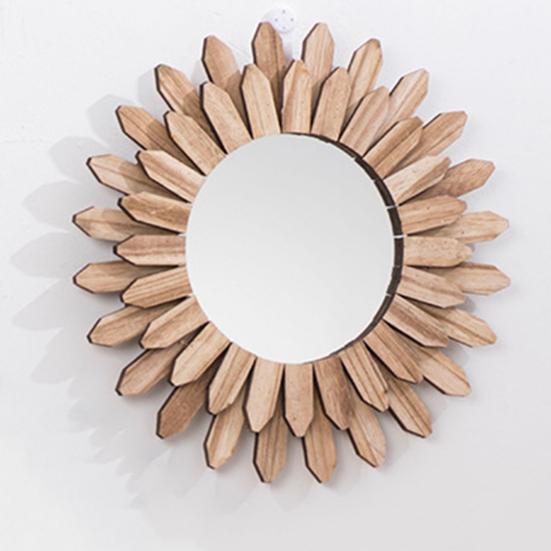 Деревенское Деревянное Украшение Подсолнух Настенное Зеркало Цветок Деревянная Рама Подвесное Зеркало Украшение Дома для Гостиной Спальни Фермерского Дома
