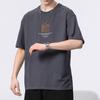 Men's Clothing Short Sleeve Generous Printing Simplicity Handsome Round Neck Pullovers Loose Solid Color Fashion Casual T-Shirts