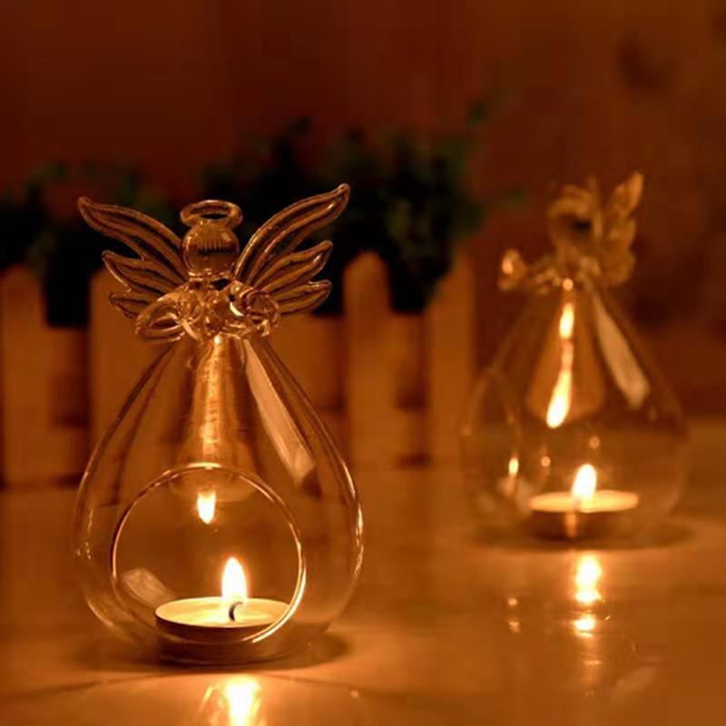 Angel Glass Tea Light Candle Holder Home Party Decor Candlestick Storage Holders