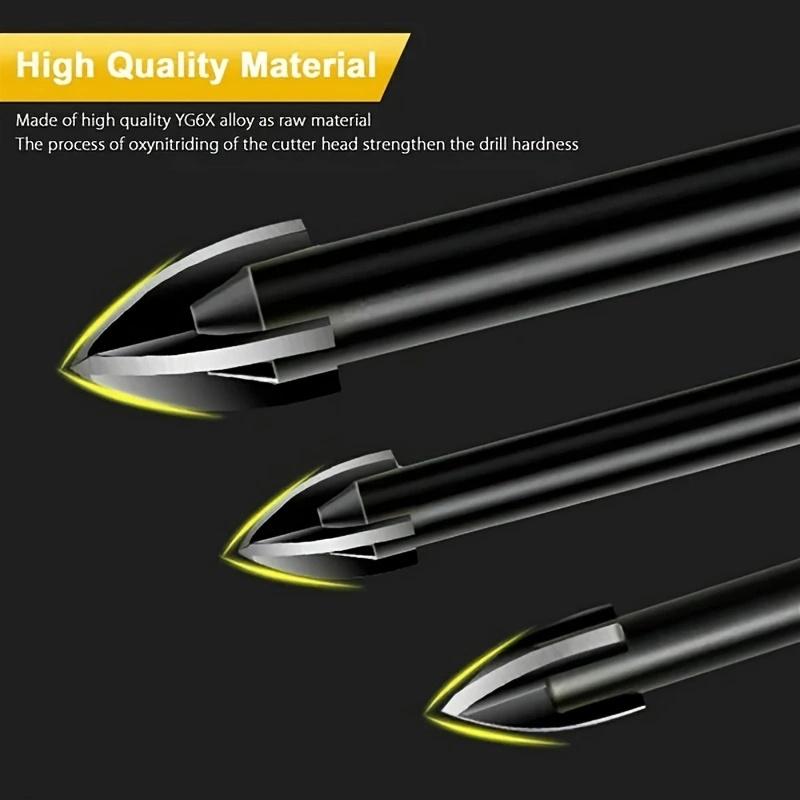 7pcs/Set Cemented Carbide Cross Hex Tile Glass Ceramic Drill Bits Set Efficient Universal Drilling Tool Hole Opener For Wall