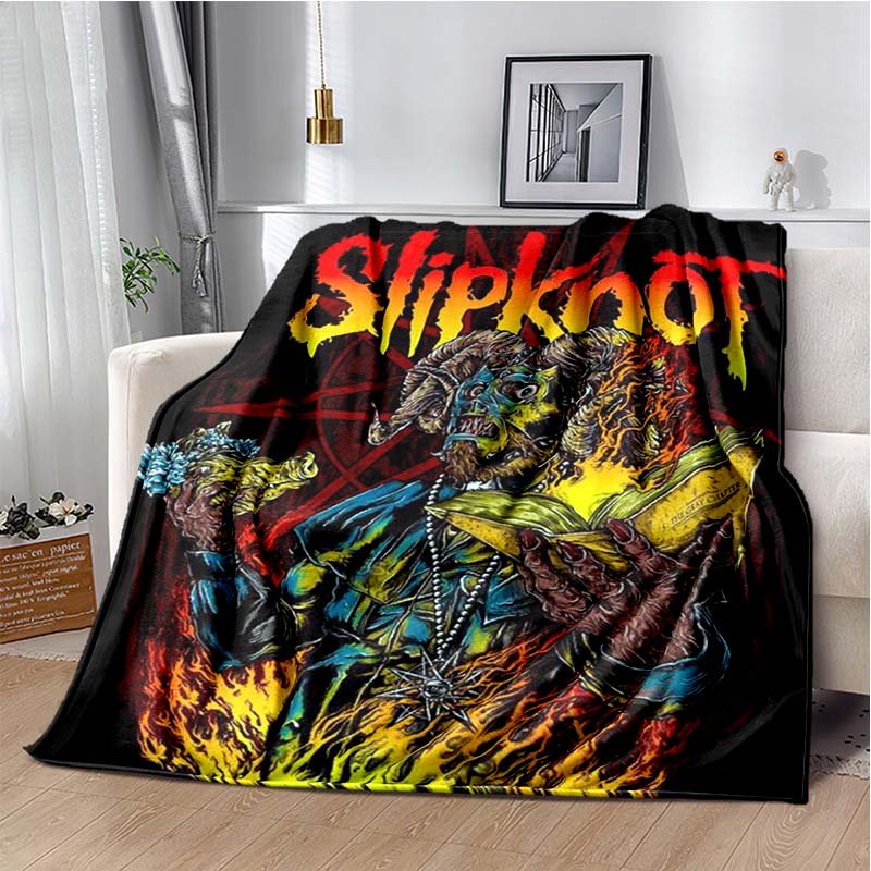 Heavy Metal Band Rap-Metal Music S-Slipknot Album Cover Printed Blanket Flannel Soft Warm Sofa Bed Portable Office Gift Blanket