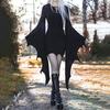 Halloween Dress Long Batwing Sleeve Solid Color Dark Style Irregular Cuff Lace Up Sheath Slim Fit Above Knee Length Halloween Party Cosplay Costume