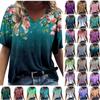 Women's Fashion Casual Print V-neck Short Sleeves Printed T-shirt