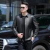 Spring and Autumn Men's Genuine Leather Jacket First Layer Cowhide Jacket Solid Color Lapel Jacket Middle-aged Business Dad Outfit Large Size