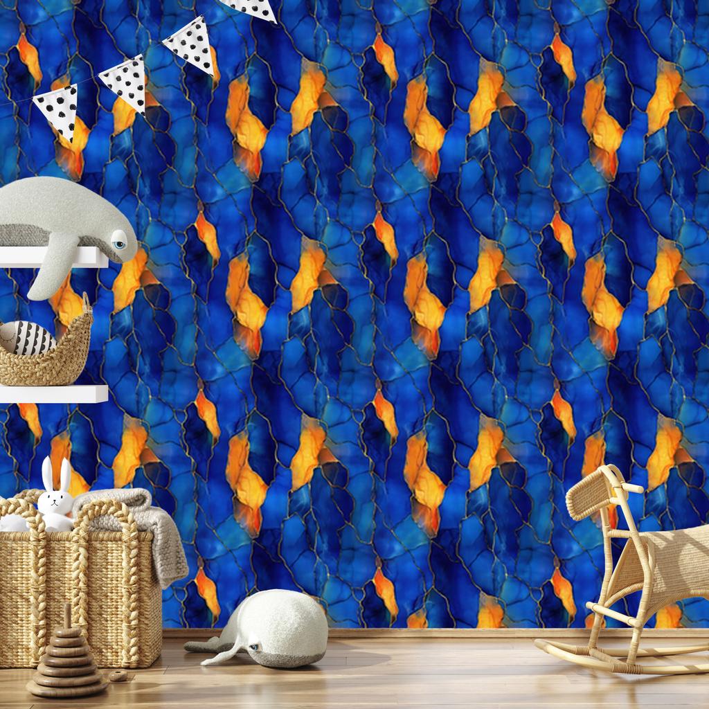 Ink Blue, Navy Blue and Gold Wallpaper for Living Room and Bedroom 50x1000