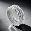 Men's Stainless Steel Elastic Mesh Gold Ring - Non-fading, Hollow Design, 8mm Width.