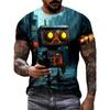 Модные мужские летние футболки с 3D-печатью и графикой роботов, свободные, удобные, больших размеров, с коротким рукавом