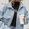 Осень-зима Женская куртка однобортная на пуговицах утолщенный кардиган свободный с длинными рукавами отложной воротник нагрудные карманы верхняя одежда пальто