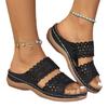 Women's Summer Sandals, Floral Cut-Out Design, Artificial Leather Slides, Casual Comfort Footwear, Non-Slip Sole