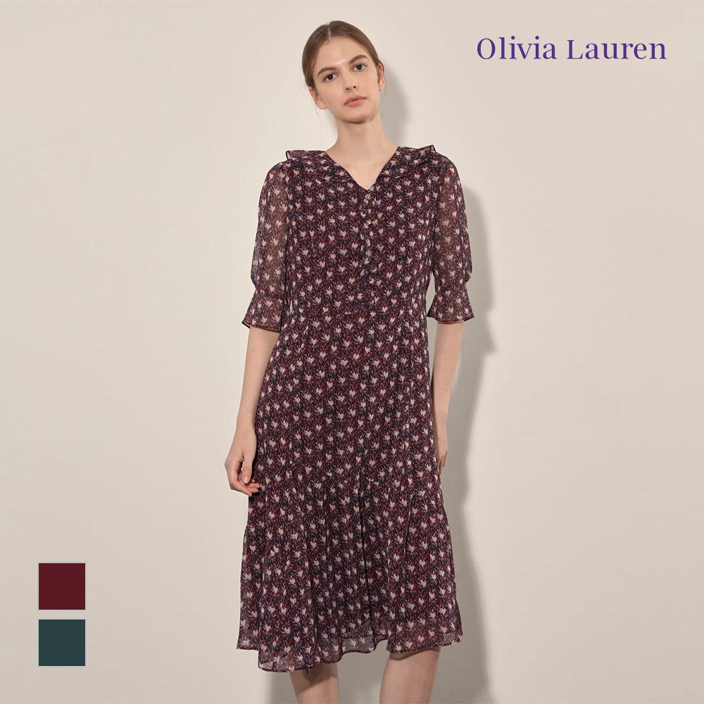 OLIVIALAUREN Платье с принтом и оборками_Voboa4F7211