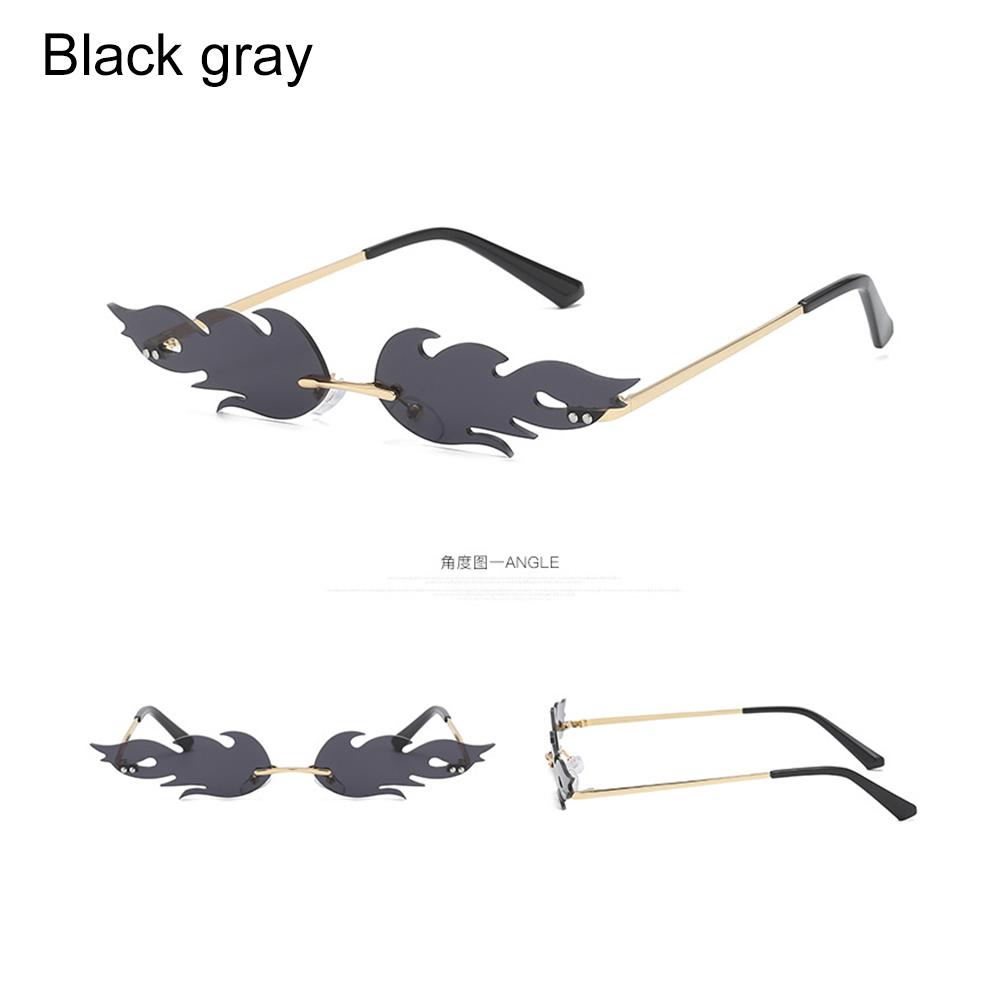 UV 400 Trending Narrow Sunglasses Rimless Fashion Sunglasses Fire Flame Wave Sun Glasses