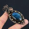 Charming Labradorite Gemstone Pure Copper Wire Wrapped Handmade Pendant Jewelry