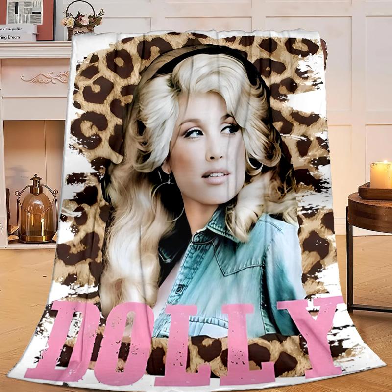 Dolly-Parton Leopard Print Blanket Flannel Throw for Sofa, Travel, Camping, Livingroom, Office, Chair and Bed Soft and Warm Holiday gifts