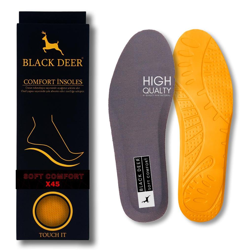 black deer Ортопедическая комфортная стелька X30 из пены с эффектом памяти, для ежедневного использования, рабочие стельки, амортизирующие амортизирующие стельки черного и оранжевого цвета