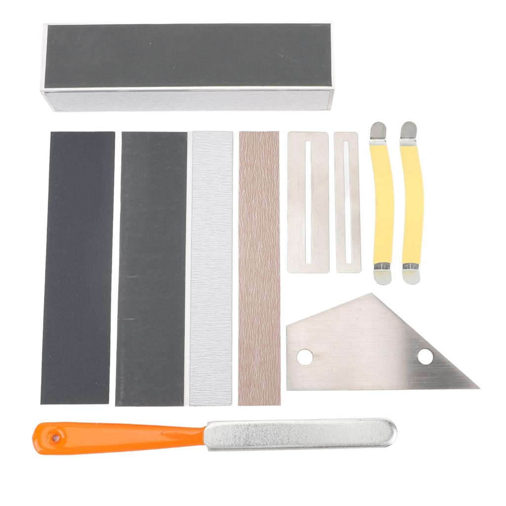 11 Pieces Guitar Grinding Tools Fret File Leveling Bar String Spreader Polishing Sandpaper