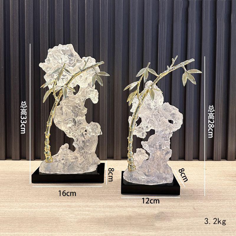 Роскошная подставка из черного кристалла из смолы, фигурки из камня Тайху, украшения для магазина, офисного стола, ремесла, декор для дома, настольная скульптура для комнаты