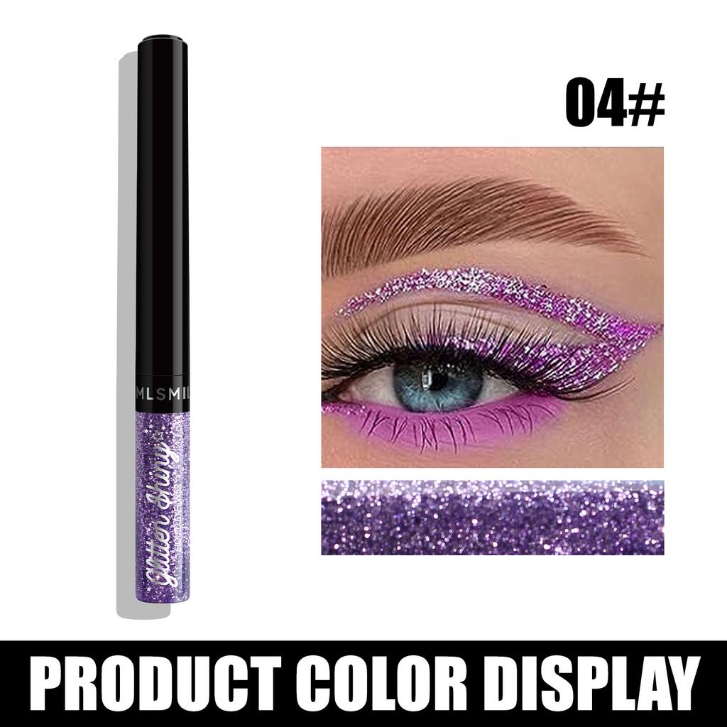 MLSMILE Pearlescent Liquid Eyeliner, Explosive Colorful Glitter Eye Shadow, Waterproof Non-smudge Eyeliner