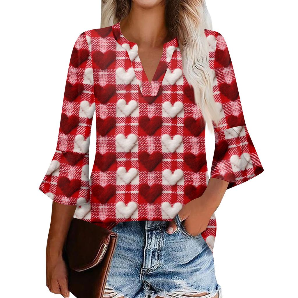 Женская рабочая рубашка с плиссировкой и рукавом 3/4, рубашка с V-образным вырезом, повседневная рубашка с завязками на талии, деловая рубашка