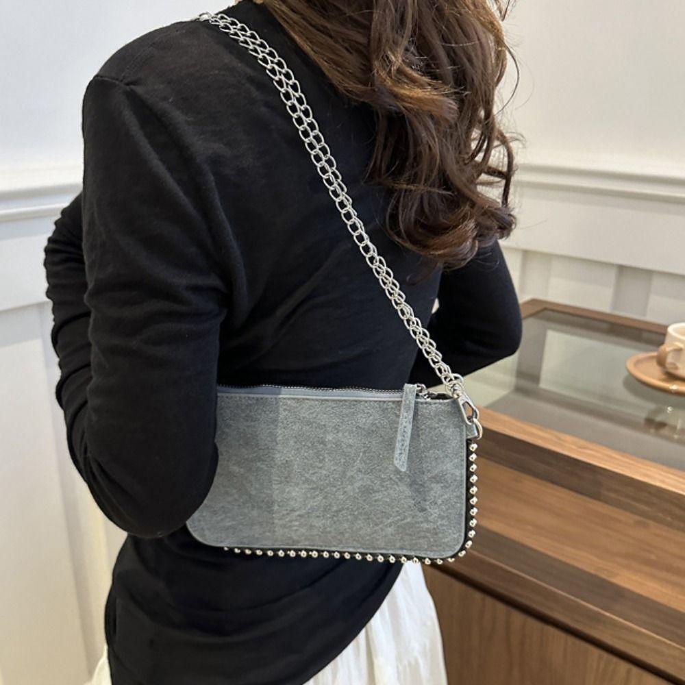 Сумка-тоут под мышкой с заклепками, корейский стиль, роскошная сумочка, элегантная винтажная сумка на плечо, женская