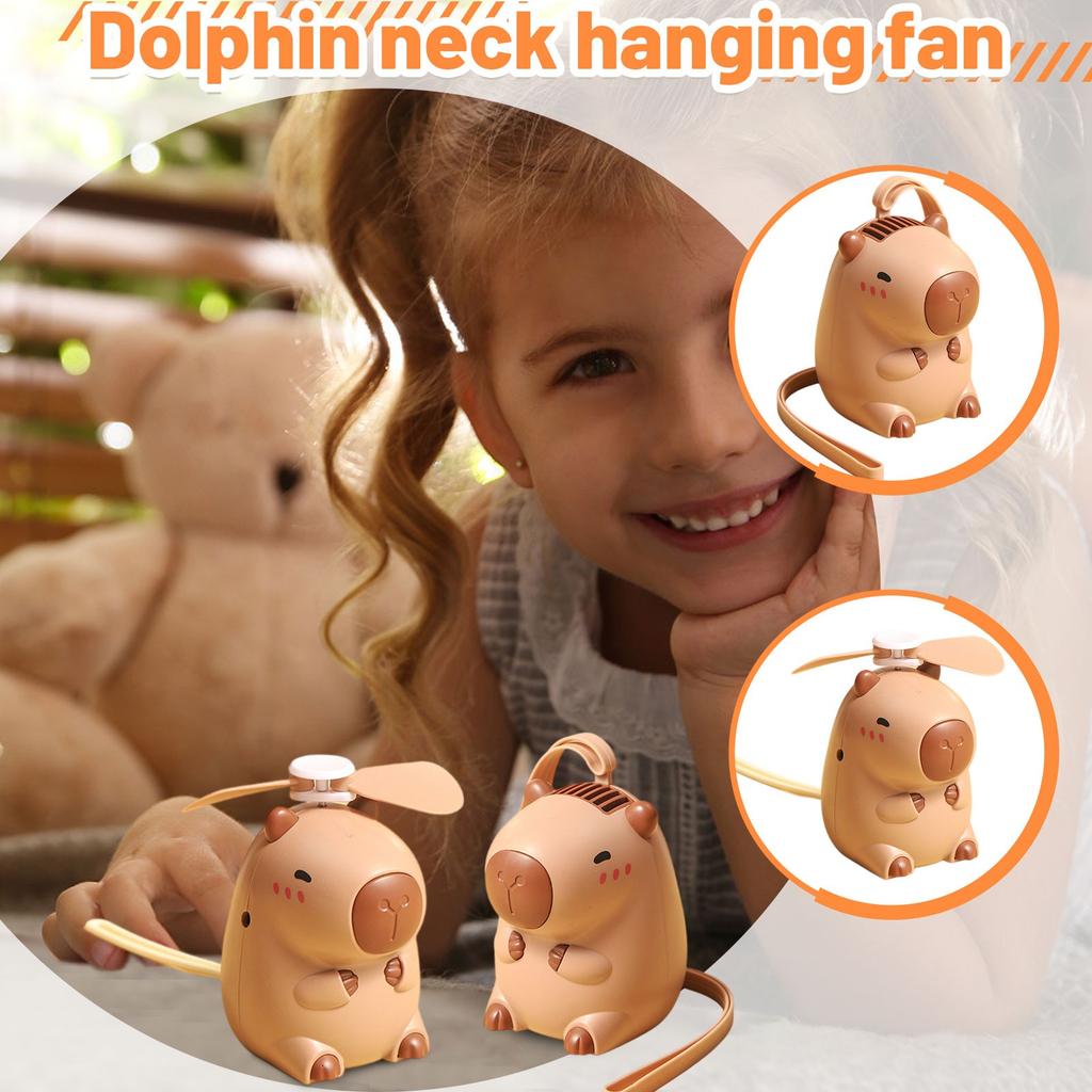 Neck Hanging Fan USB Rechargeable, Handheld Portable Cartoon Electric Fan Children's Gift
