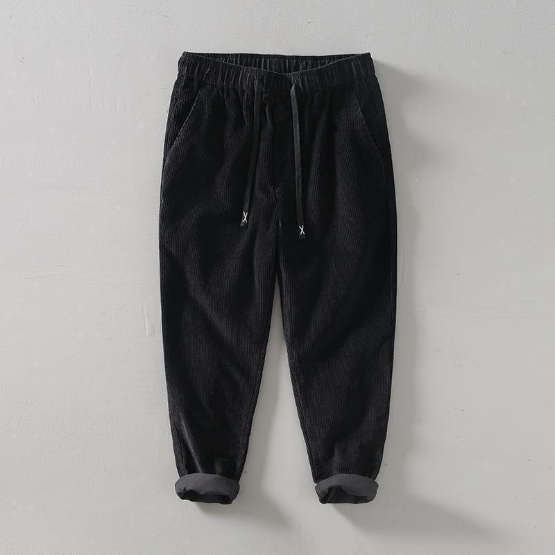 Мужские вельветовые брюки прямого кроя с эластичной талией L8235 в стиле ретро