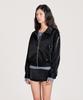 Londonda Velvet Leather Zip-Up Blouson Jacket, Black