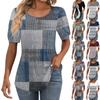 Женские пышные туники с короткими рукавами, топы, плиссированные блузки с воротником, повседневные свободные весенне-летние футболки