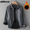 Winter Warm Shirts for Men Daily Thicken Striped Long Sleeve Shirt Casual Tops Lapel Collar Fleece Shirt Youth Popular Men Clothing
