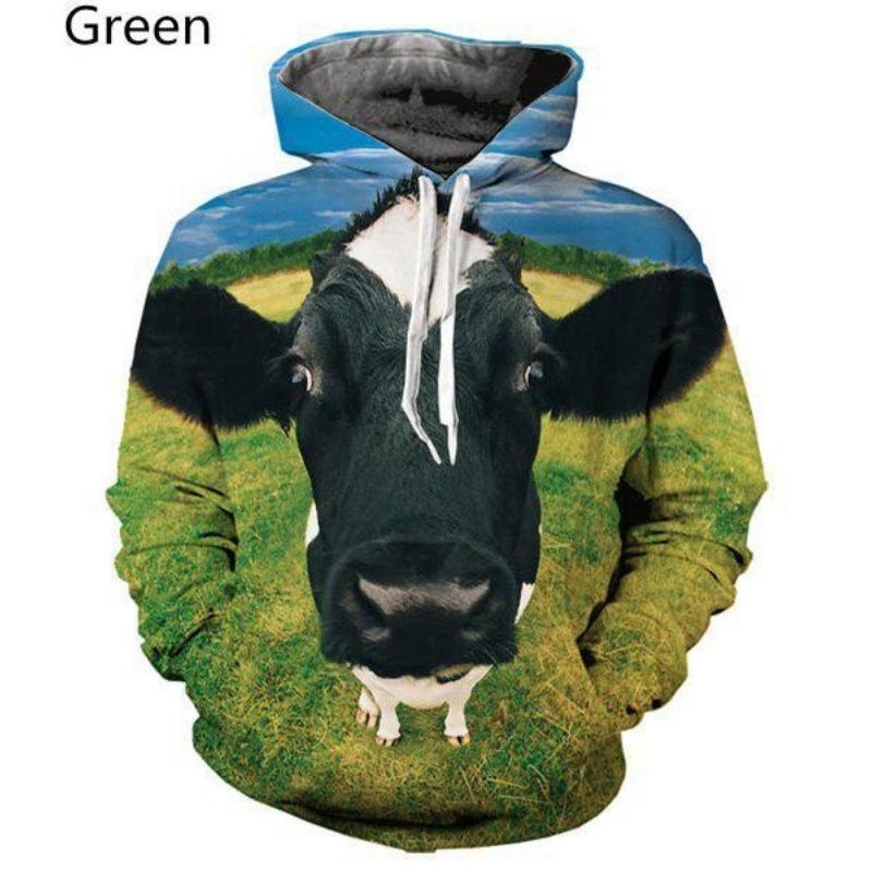 Мужская толстовка с капюшоном с изображением животных, модные толстовки с принтом коров на 3D-принте, мужская забавная толстовка с длинным рукавом