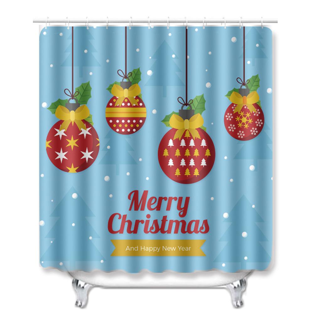 3D Printed Christmas Waterproof Shower Curtain Toilet Four-Piece Combination Set Household Doormat Floor Mat Carpet