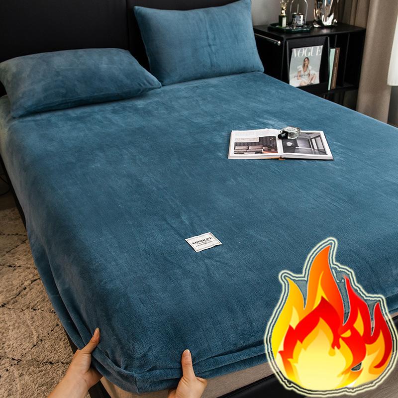 2025 Теплая зимняя простыня, Мягкая на ощупь и плюшевая толстая простыня-наматрасник, Розовая Зеленая Синяя Серая Черная