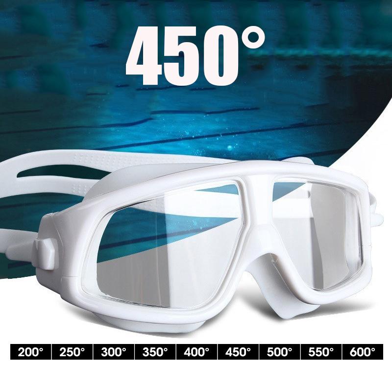Очки для плавания для взрослых, 0-600 градусов, для близорукости, для мужчин и женщин, водонепроницаемые, противотуманные, в большой оправе, очки для плавания, оптические очки для плавания, дайвинга, мм365