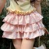 Kawaii Lolita Skirt Shorts Women Summer Ruffle Patchwork Layered High Waist Cute Balletcore Mini Skirt Tutu Petticoat