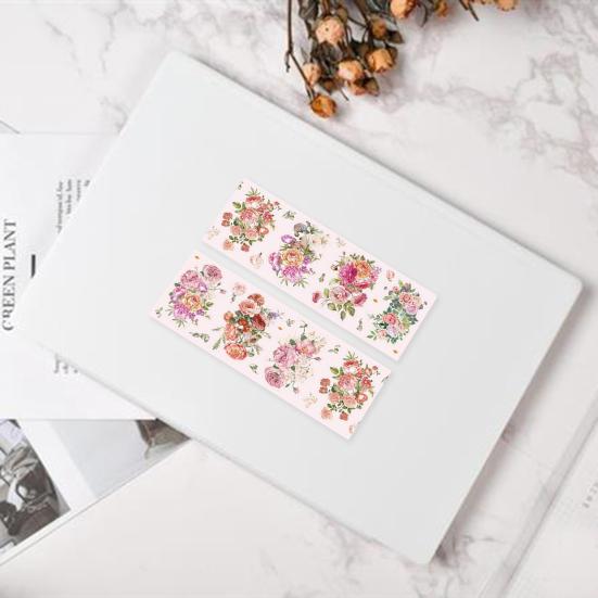 1 рулон ПЭТ-ленты с цветами, наклейки, водонепроницаемые, для предварительной резки, съемные, многоразовые, «сделай сам», журнал, скрапбукинг, молочный блокнот, планировщик, декоративная лента, наклейка