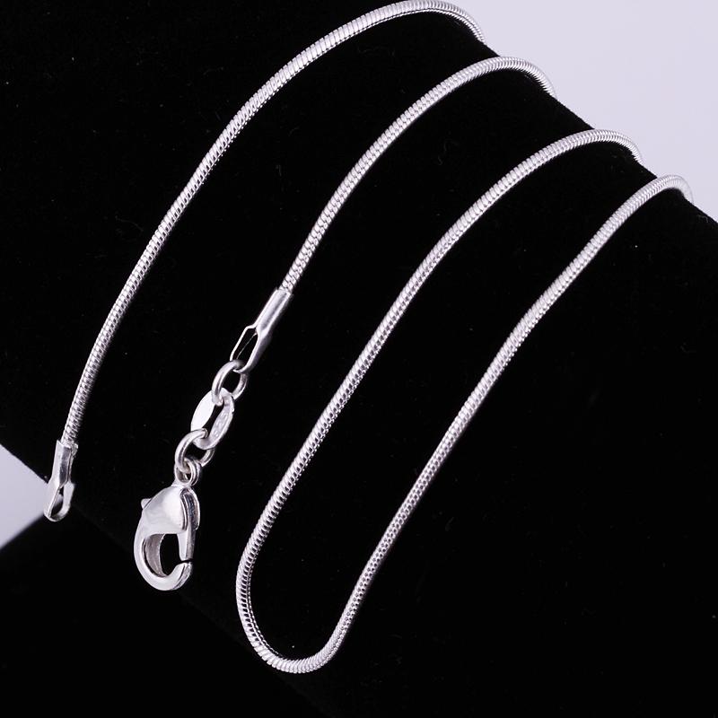 10PCS LOT 925 Silver 16/18/20/22/24/26/28/30 Inch 1mm Snake Chain Necklace For Woman Man Fashion Jewelry