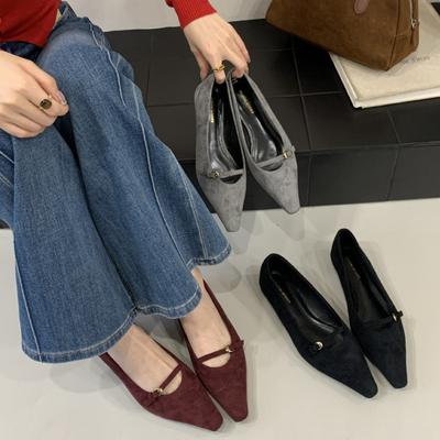 2025 осень новые замшевые туфли Мэри Джейн на низком каблуке в стиле французского ретро с маленьким квадратным носком женская обувь