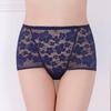 Бесшовные кружевные трусики с высокой талией для женщин, нижнее белье, сексуальные сетчатые дышащие трусы с цветочной вышивкой, большие размеры, нижнее белье