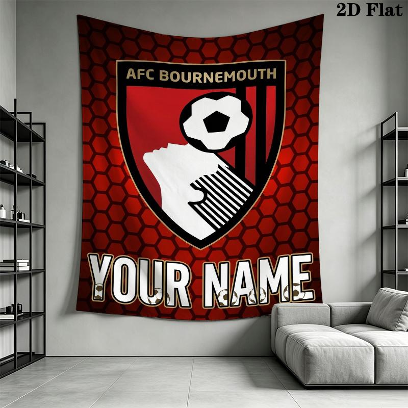 Custom Name Afc Bournemouth Wall Tapestry Aesthetic Wall Hanging Printed Fabric Blanket Decorative Tapestries for Bedroom Living Room Home Decor