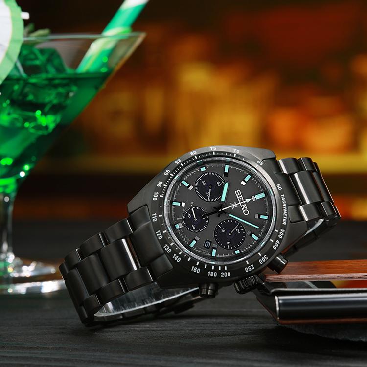 Seiko PROSPEX Бизнес-часы на солнечной батарее с браслетом из нержавеющей стали Мужские часы Черный циферблат SSC917P1