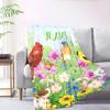 Birds And Flowers A Colorful Garden Scene Cozy Blanket Text Soft Warm Cozy Throw For Sofa Couch Office Bed Picnics Four Seasons Universal Cozy Home
