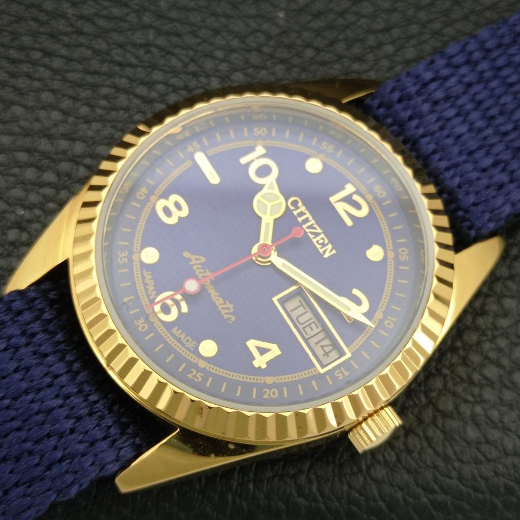 ВИНТАЖНЫЕ ВОССТАНОВЛЕННЫЕ ЯПОНСКИЕ МУЖСКИЕ ЧАСЫ CITIZEN AUTOMATIC 8200 С СИННИМ ЦИФЕРБЛАТОМ a445351-1