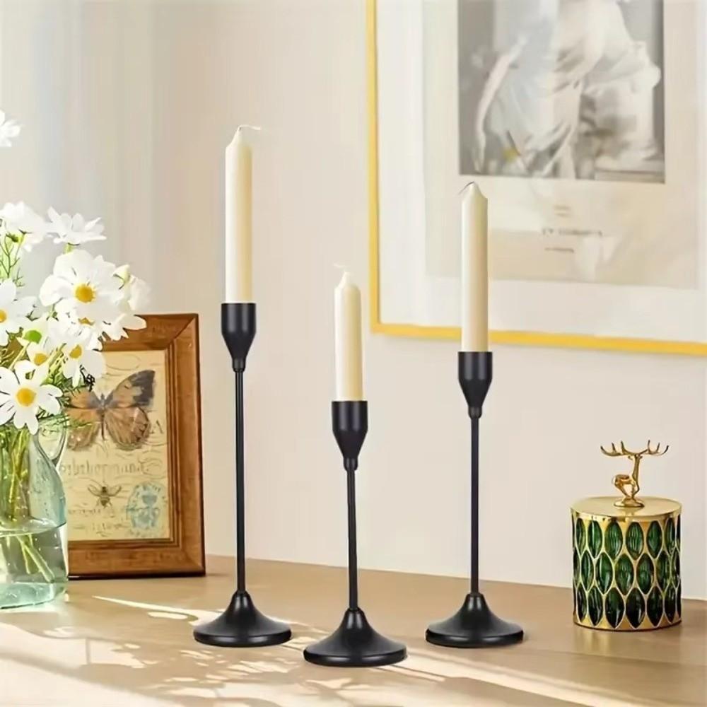 3Pcs/Set Exquisite Candlestick Holder Metal Table Candle Stand Candlelight Dinner Props  Wedding
