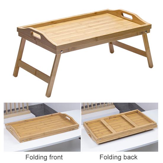 Поднос для постельного стола Yousheng со складной ножкой, прочный, несущий гладкий край без заусенцев, многофункциональный бамбуковый держатель для хранения подносов для кровати