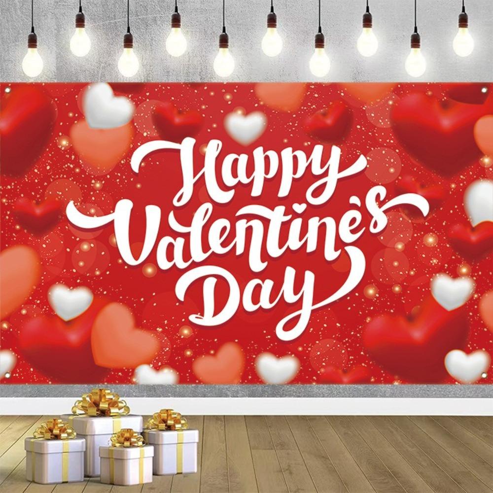 115cmx180cm Red Love Heart Background Romantic Happy Valentine's Day Banner  Photo Booth