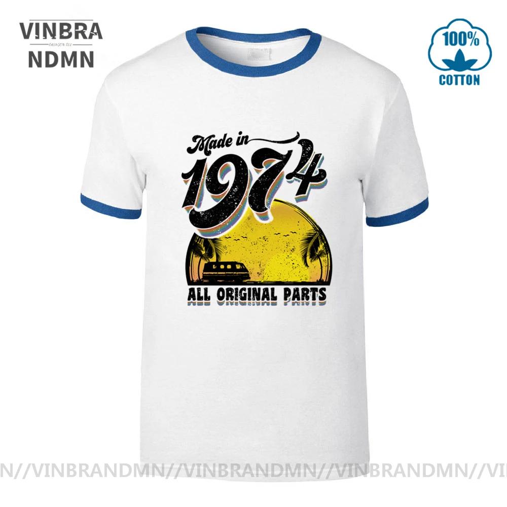 Винтажные футболки 1974 года, оригинальные детали, унисекс, футболки на 50 лет, сделано в 1974 году, ретро, подарок на 50-летие, футболки