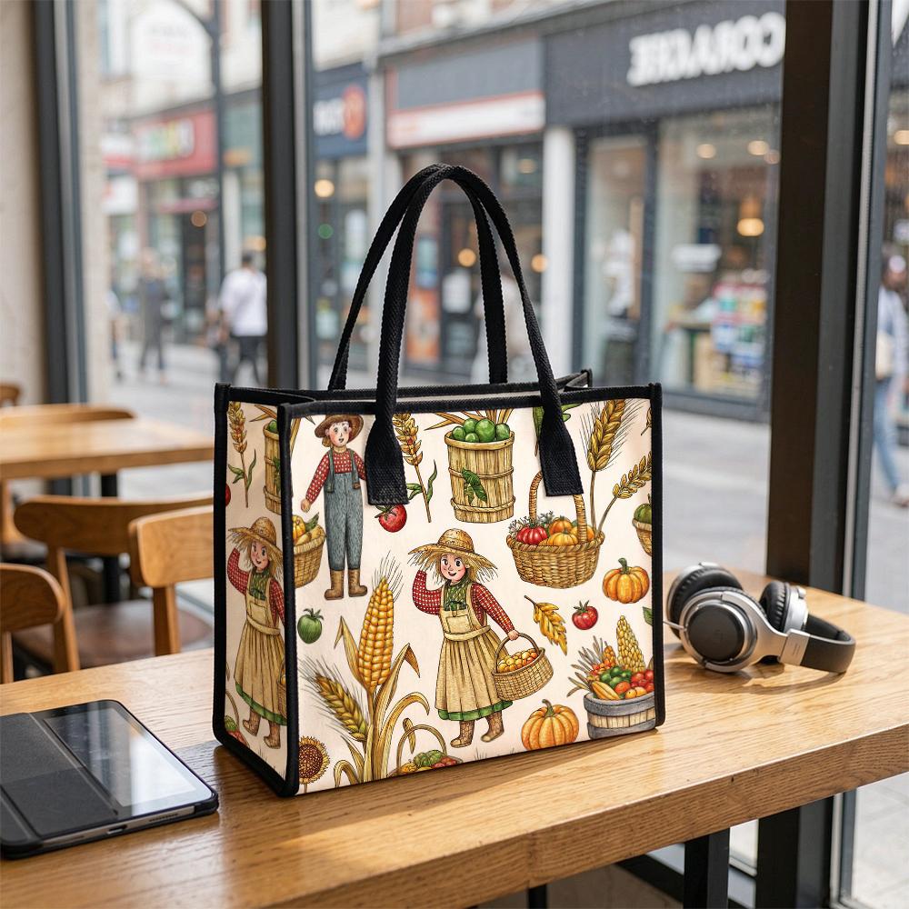 Cute Farm Harvest Themed Women Tote Bag Casual Large Capacity Daily Use Reusable Shopping Shoulder Bag