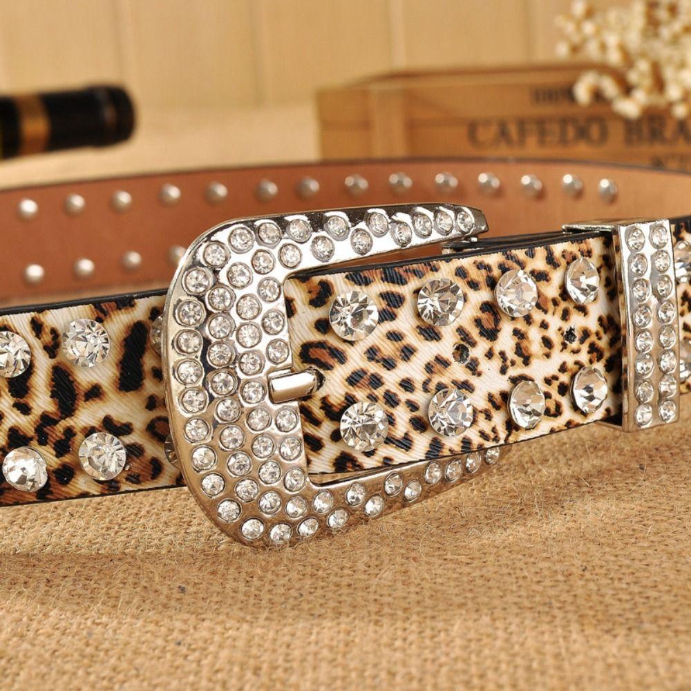 Gothic Rivet Waistband PU Leather Spicy Girls Belt Fashion Rhinestone Belt For Jeans