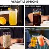 2Pcs 550ml Glass Cup Can Shaped Drinking Glasses Iced Coffee Cup Bubble Tea Mug Beer Tumbler Juice Milk Beverage Cup with Straws